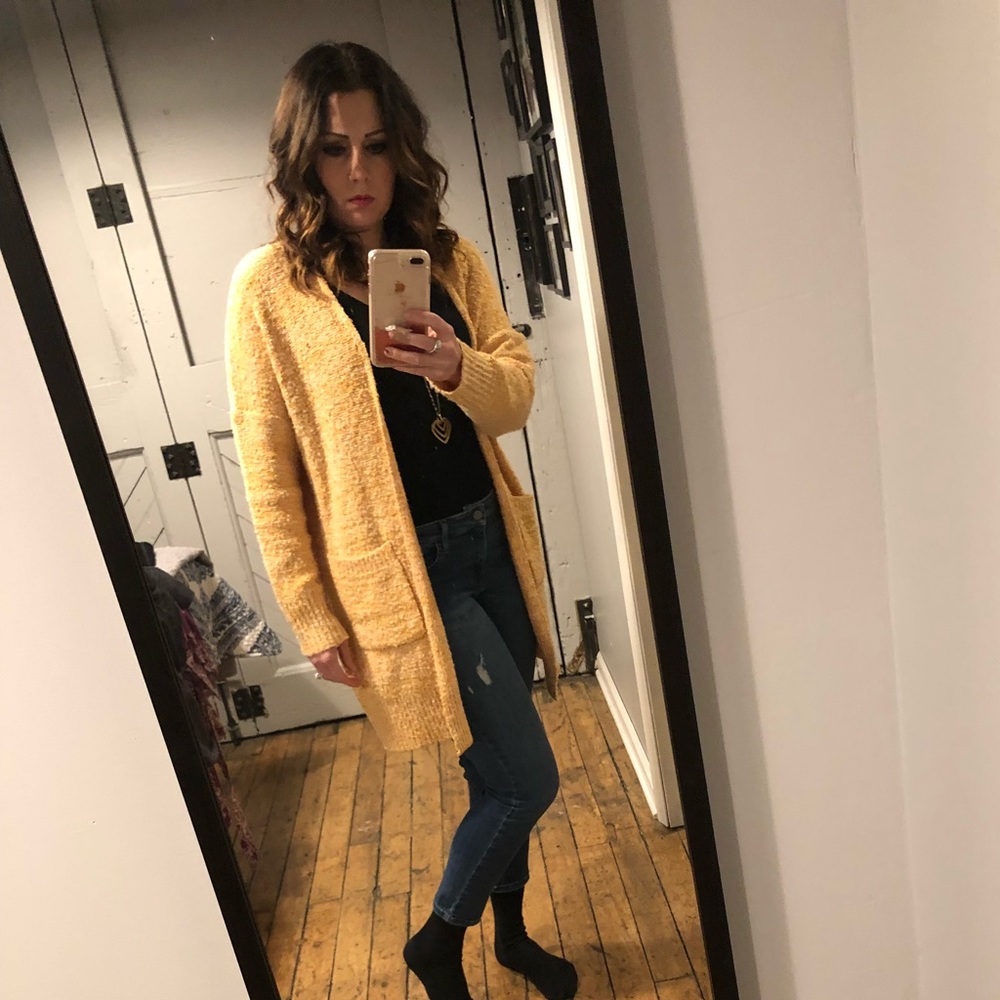Yellow & white cardigan